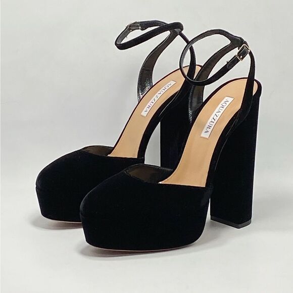 Aquazzura So High Velvet Platform Pumps size 39.5 - Picture 3 of 12